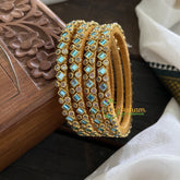 Single Line Kundan Bangle-Dice and Dots-Light Blue and White-G3626